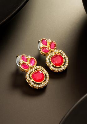 Red Artificial Stones Alloy Stud Earrings
