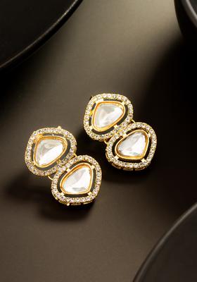 Golden Kundan Alloy Stud Earrings