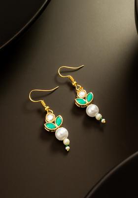 Green Kundan Alloy Drop Earrings