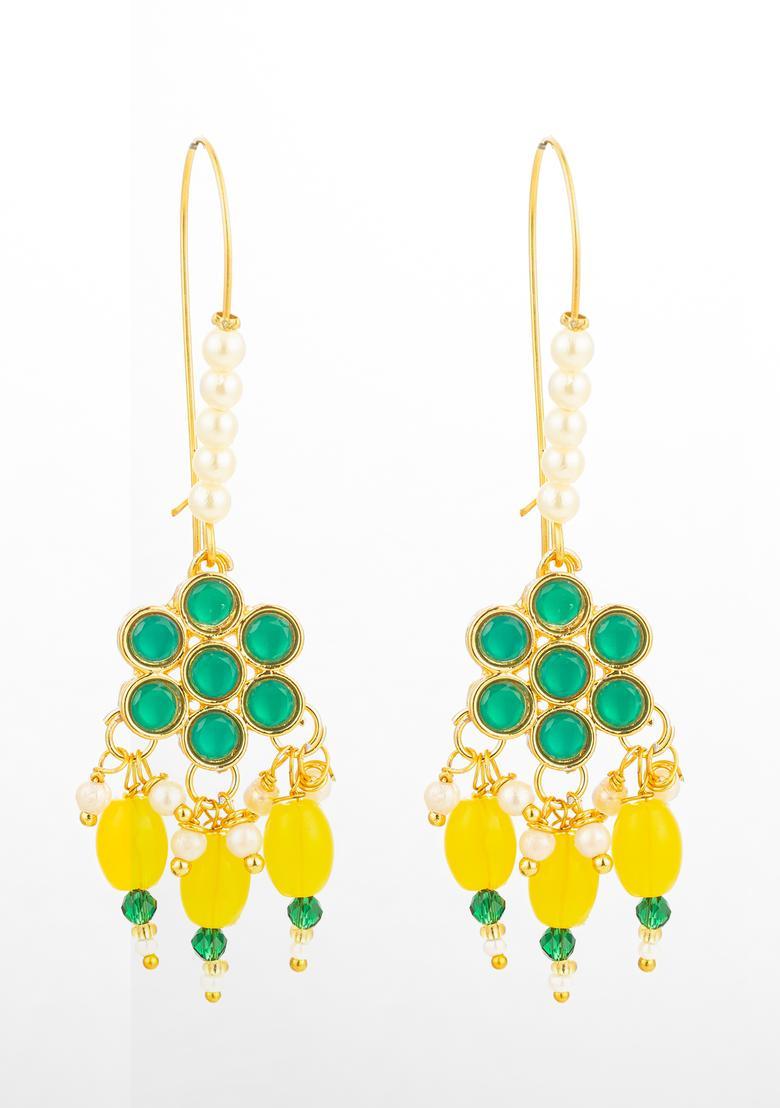 Multicolor Beads Alloy Drop Earrings - Indya