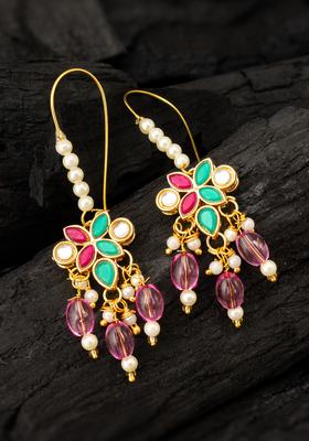 Multicolor Beads Alloy Drop Earrings