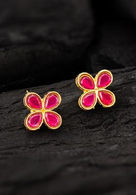 Red Artificial Stones Alloy Stud Earrings