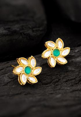 Green Kundan Alloy Stud Earrings