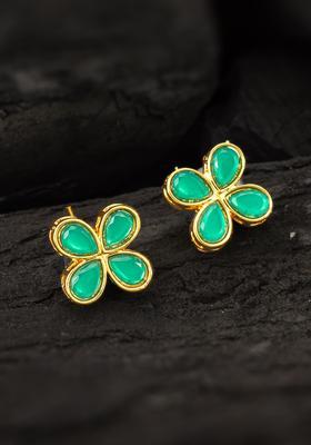 Green Artificial Stones Alloy Stud Earrings