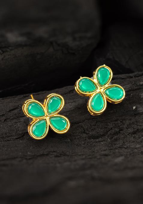Green Artificial Stones Alloy Stud Earrings