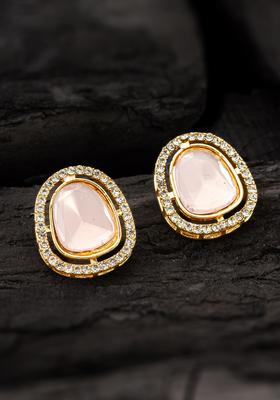 Pink Artificial Stones Alloy Stud Earrings