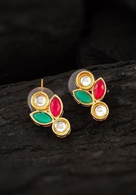 Multicolor Kundan Alloy Stud Earrings