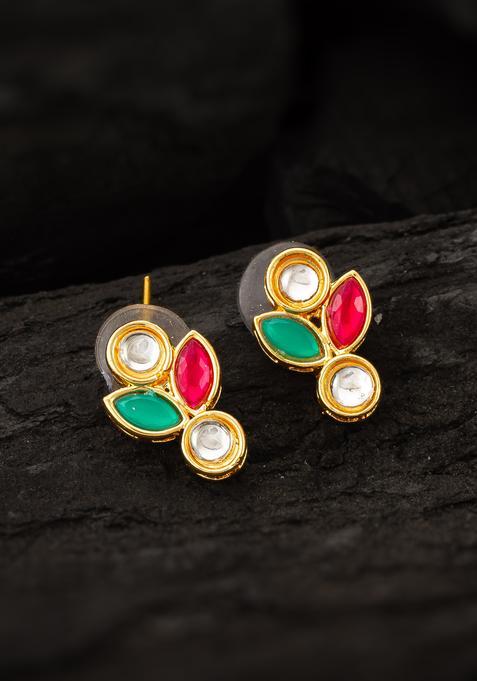 Multicolor Kundan Alloy Stud Earrings