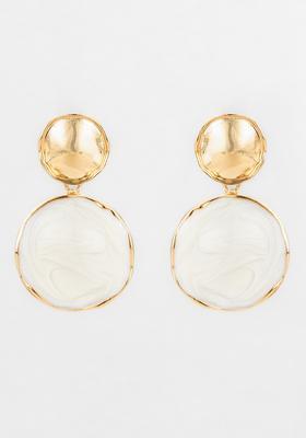 White Resin Alloy Drop Earrings