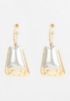 White Alloy Drop Earrings