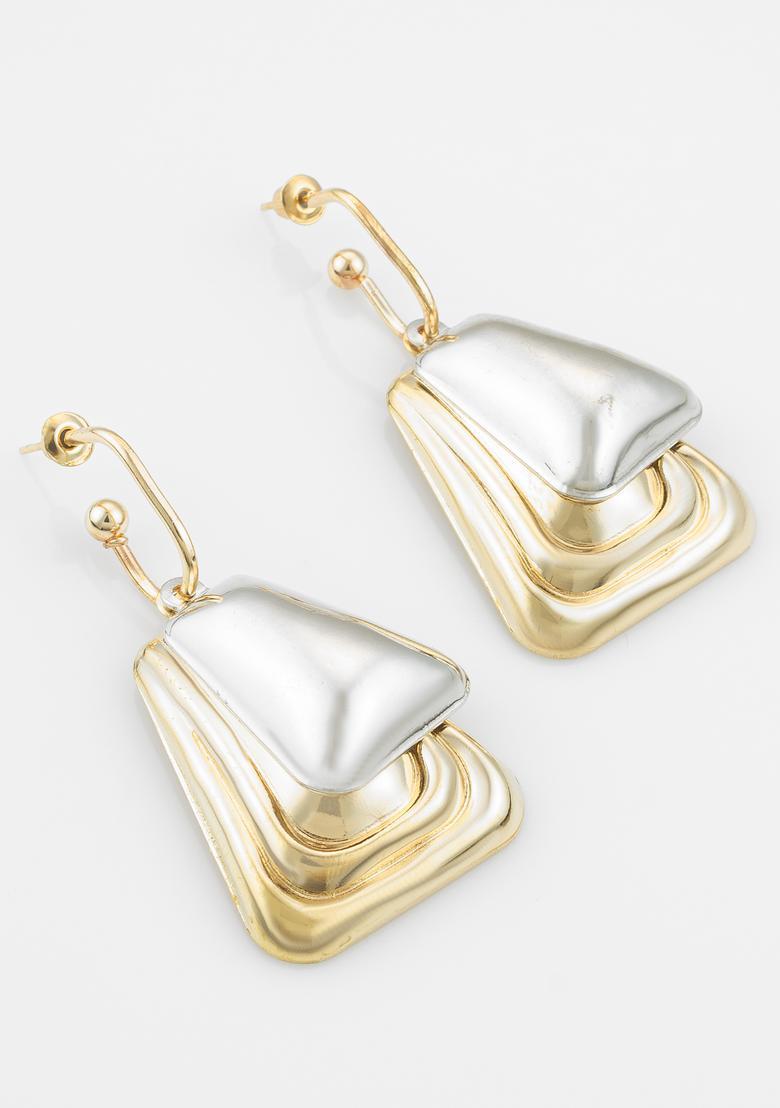 White Alloy Drop Earrings - Indya