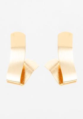 Golden Alloy Stud Earrings
