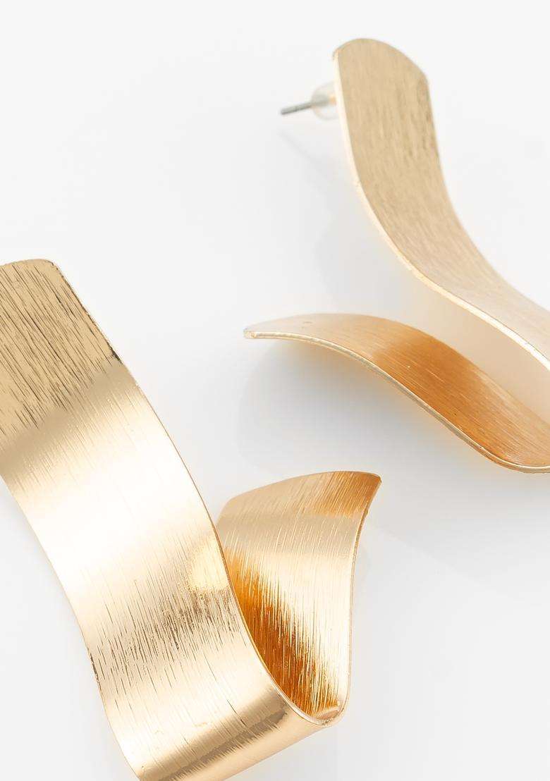 Golden Alloy Stud Earrings - Indya
