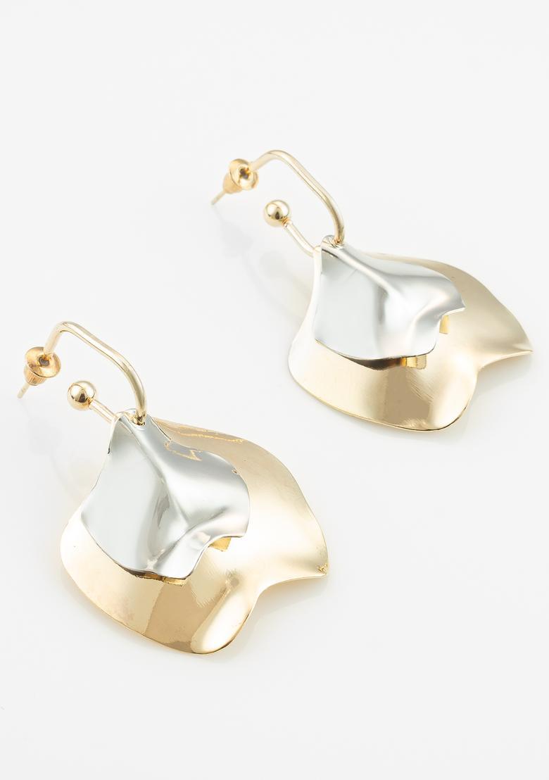 Golden Alloy Drop Earrings - Indya