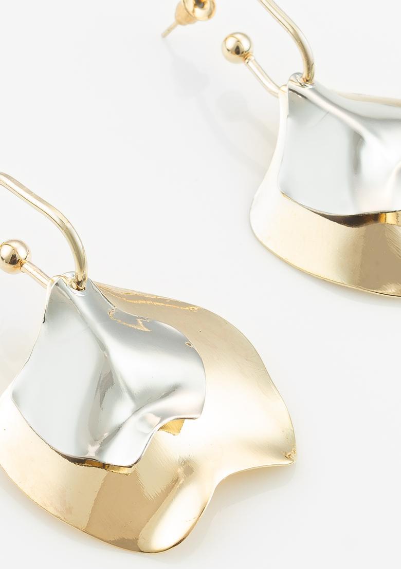 Golden Alloy Drop Earrings - Indya