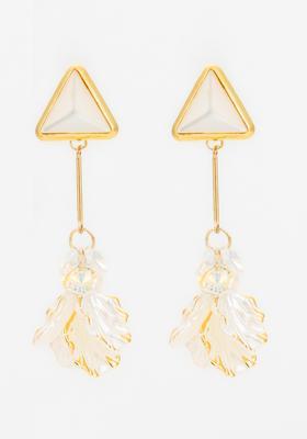 White Resin Alloy Drop Earrings