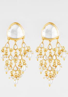 White Kundan Alloy Earrings
