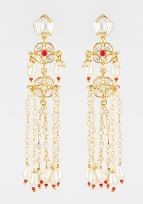 White Kundan Alloy Earrings