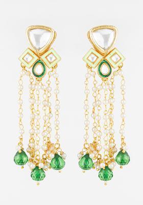 Green Kundan Alloy Earrings