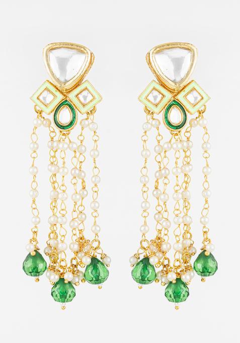 Green Kundan Alloy Earrings