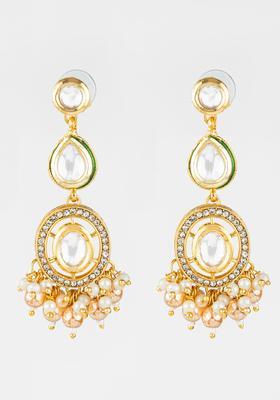 Golden Kundan Alloy Earrings