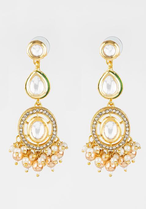Golden Kundan Alloy Earrings