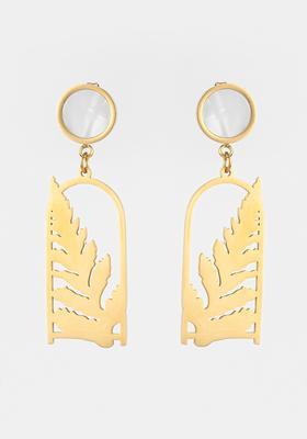 Golden Pearl Alloy Earrings