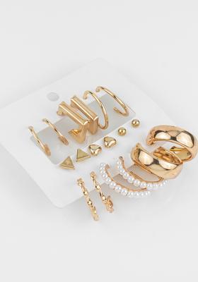 Golden Pearl Alloy Stud Earrings