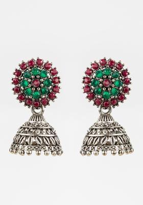 Multicolor Artificial Stones Alloy Jhumka Earrings