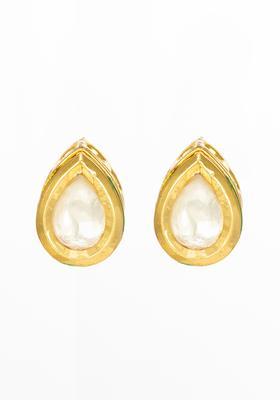 Golden Kundan Alloy Stud Earrings