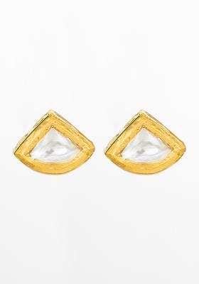 Golden Artificial Stones Alloy Stud Earrings