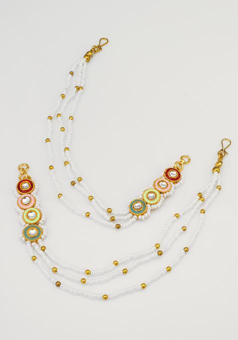 Multicolor Kundan Alloy Ear Chain