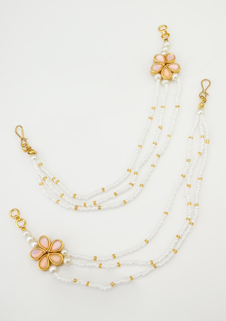 White Kundan Alloy Ear Chain - Indya
