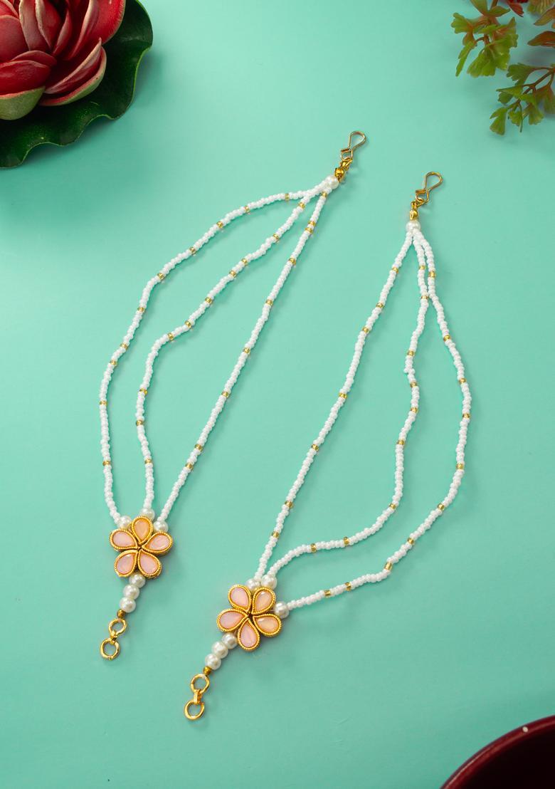 White Kundan Alloy Ear Chain - Indya