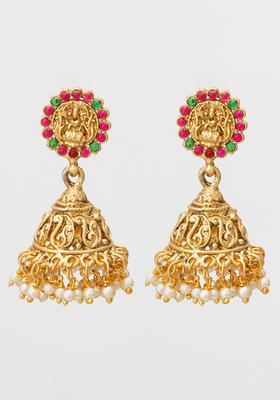 Multicolor Artificial Stones Alloy Jhumka Earrings