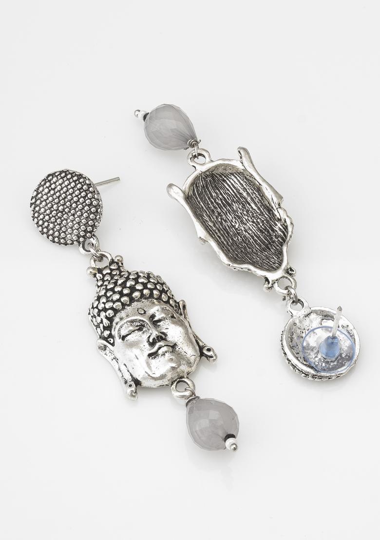 Silver Beads Alloy Drop Earrings - Indya