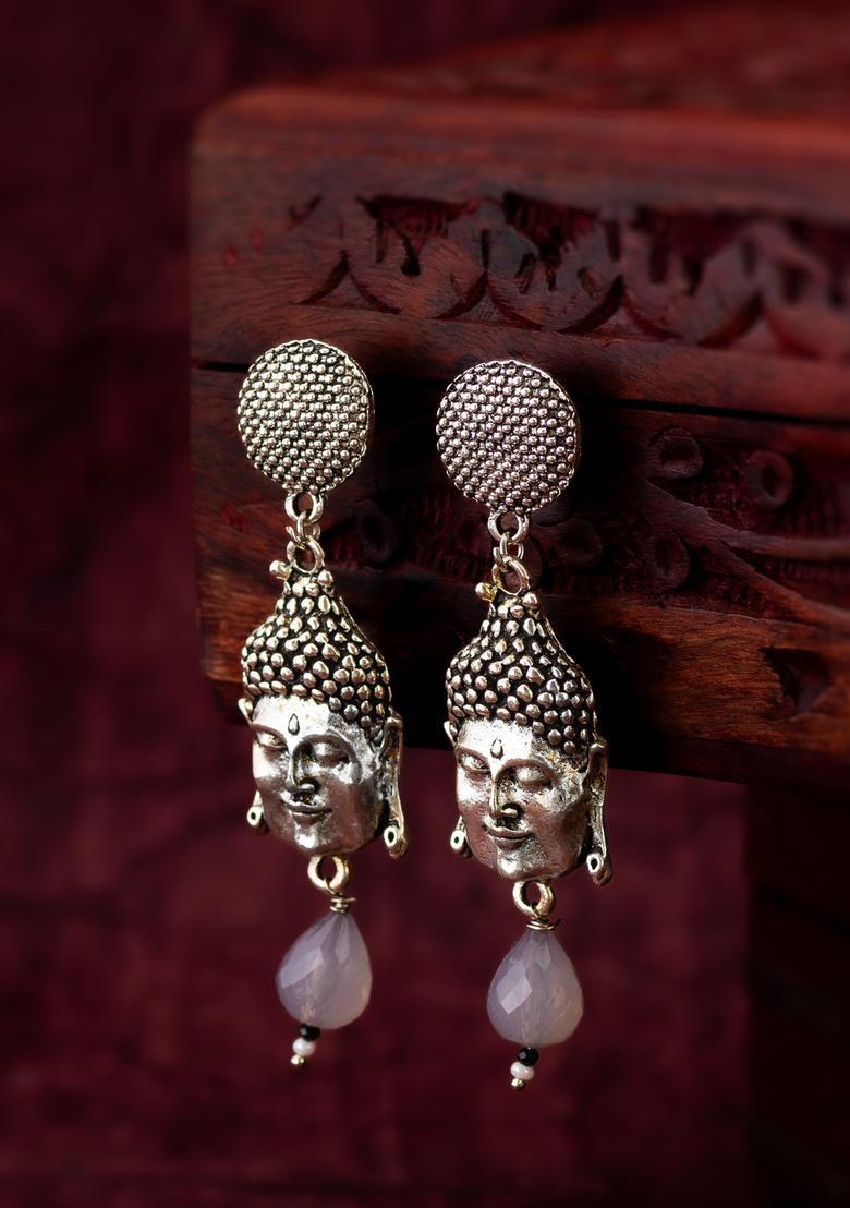 Silver Beads Alloy Drop Earrings - Indya