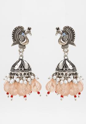 Orange Beads Alloy Jhumka Earrings