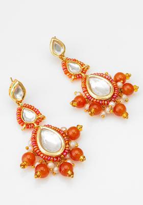 Orange Beads Alloy Drop Earrings
