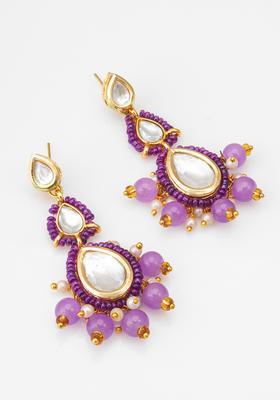 Purple Beads Alloy Drop Earrings