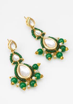Green Beads Alloy Drop Earrings