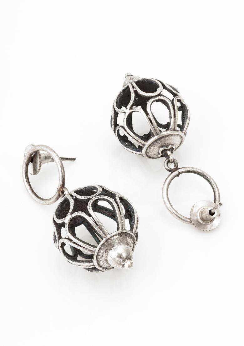 Silver Alloy Drop Earrings - Indya