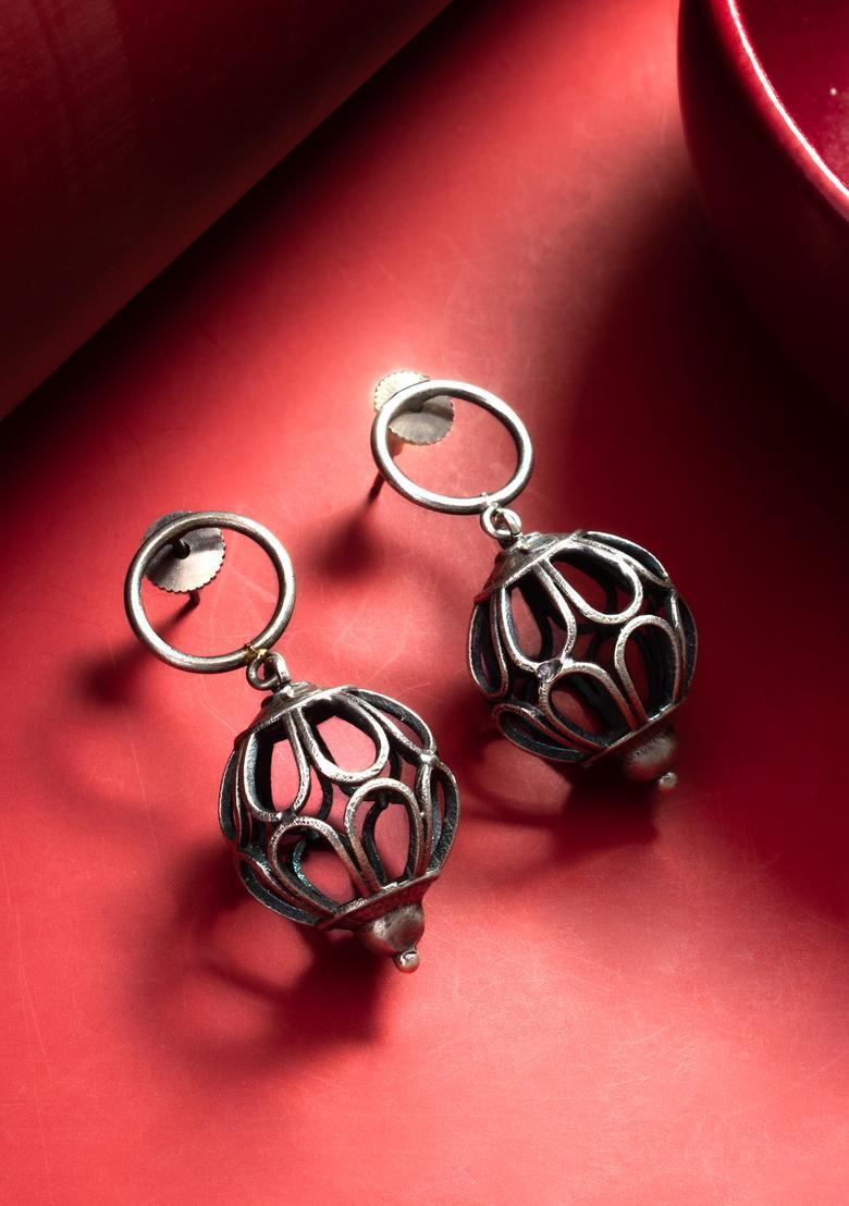 Silver Alloy Drop Earrings - Indya