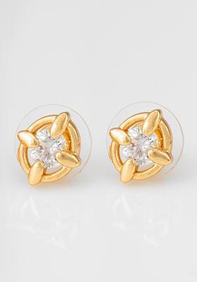 Golden Diamond Alloy Stud Earrings