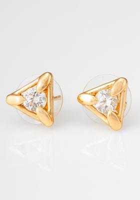 Golden Diamond Alloy Stud Earrings