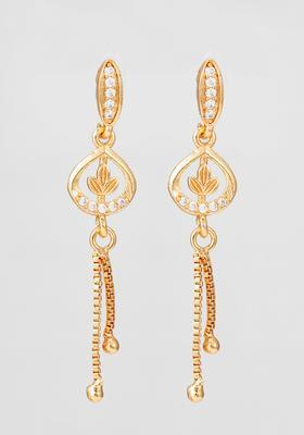 Golden Diamond Alloy Drop Earrings