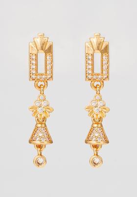 Golden Diamond Alloy Dangler Earrings