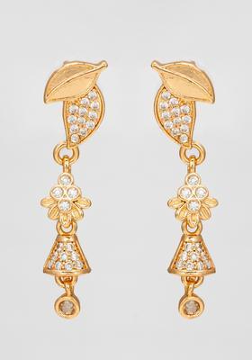 Golden Diamond Alloy Drop Earrings