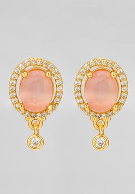 Peach Diamond Alloy Stud Earrings