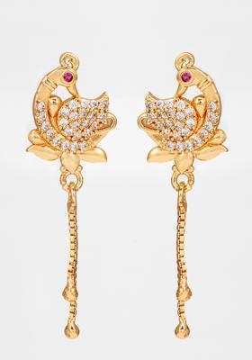 Golden Diamond Alloy Drop Earrings